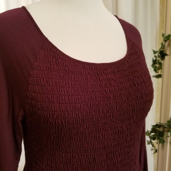 Burgundy goth long tunic stretch top L-XL - Picture 2 of 4